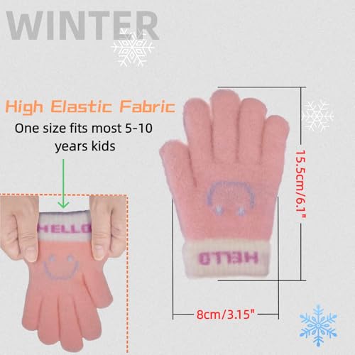 Kids Winter Gloves Knitted Warm - Snow Mittens for 3 4 5 6 7 8 9 10 11 12 13 14 15 Yers Boys Girls Cold Weather3
