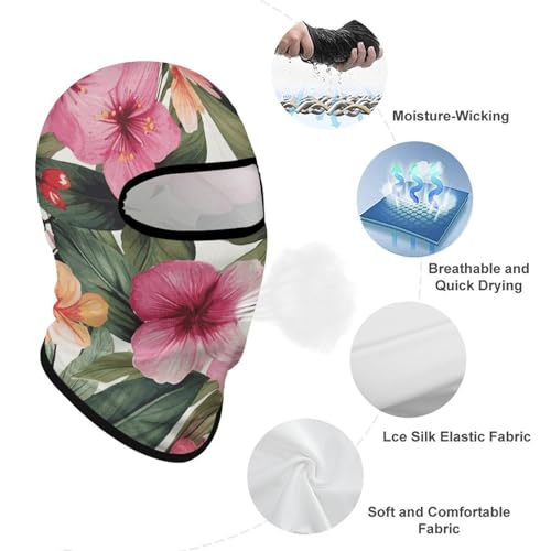Balaclava con estampado de flores hawaianas para hombres y mujeres, máscara facial con protección solar, transpirable, para senderismo, ciclismo, carrera y conducción miniatura 3