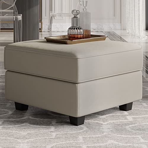 BelffinStorage Ottoman Module for Modular Sectional Sofa Square Seat Cube Velvet Foot Stool Grey