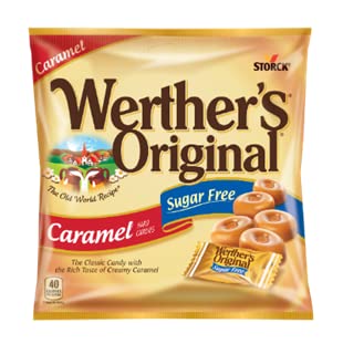 Werther's Original Sugar-Free Caramel Hard Candy Individually Wrapped With Omegapak Starlight Mints, Sugarless Fresh Keto Hard Candy, Bundle Of 4 Bags, 1.46 Oz. Each #TOP2