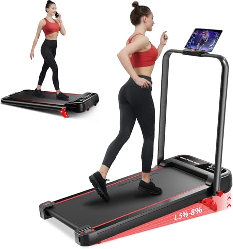 RHYTHM FUN Incline Foldable Treadmill, Walking Pad Treadmill with...