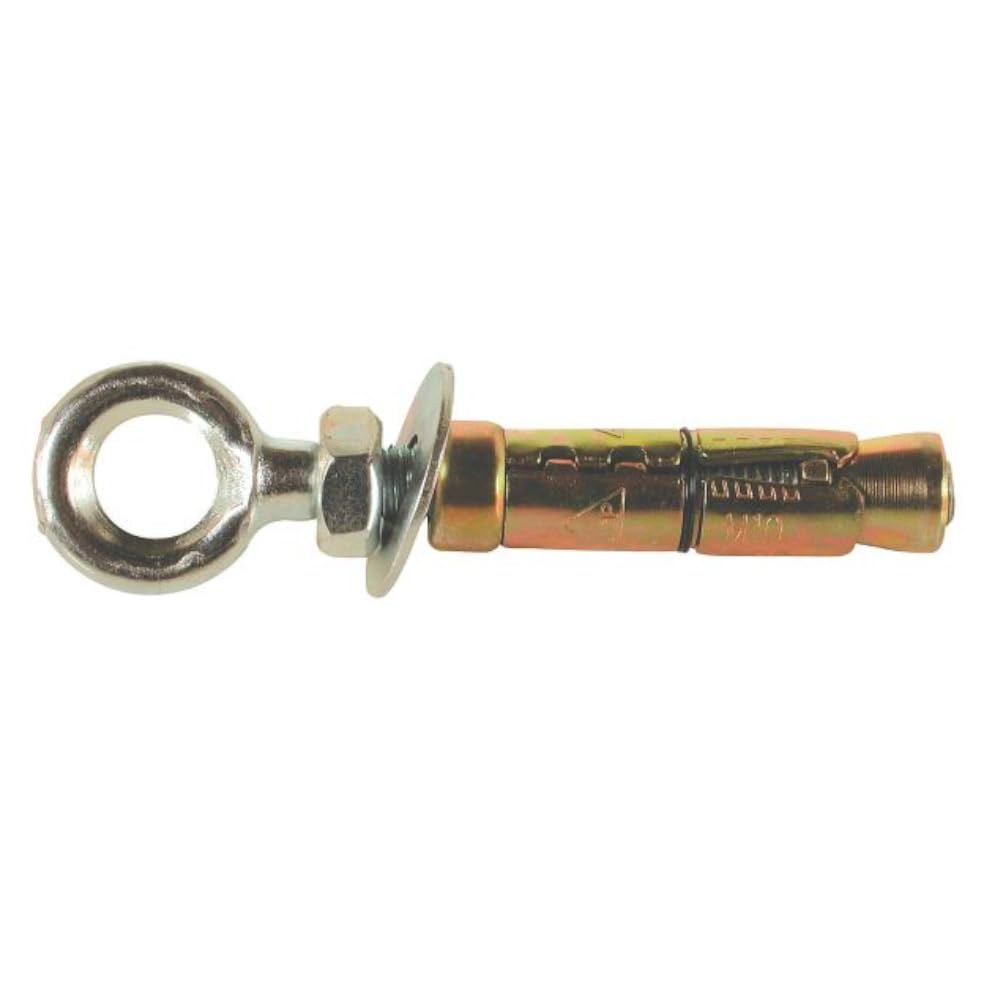 16x M10 x 115mm Super Heavy Duty Expansion Eye Bolts, Shield Eye Anchor Bolts for Securing into Concrete, Brick, and Masonry Walls Yellow Zinc Plated