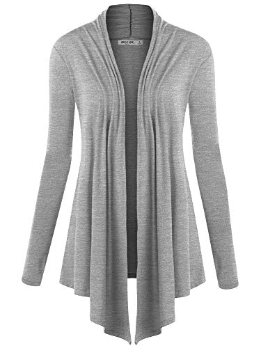 Image of Lock and Love Women's Draped Front Open Asymmetrical Cardigan - Casual Long Sleeve Lightweight Duster