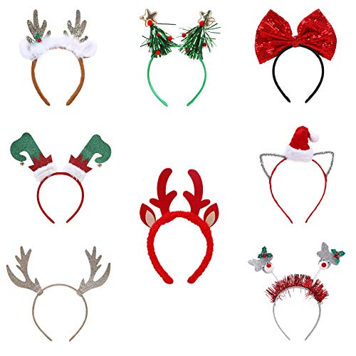 2-8 Pcs Halloween Headband & Christmas Headband, Halloween Pumpkin Spider Headbands, Christmas Reindeer Xmas Tree Hair Hoop, Party Supplies, Cosplay, Photo Booth(Fit All Size ) (G STYLE)