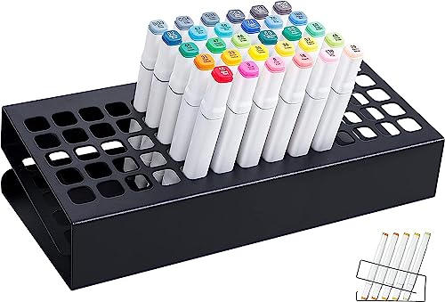 MyLifeUNIT Marker Organizer voor bureau, metalen pennenhouder voor potloden, verfborstels, 70 houders, zwart