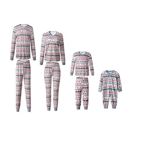 Family Pajamas Christmas Matching Set Reindeer Striped Sleepwear Pants Outfit Dad Mom Kids Baby Romper PJs Xmas Holiday Clothes (Reindeer , Infant-6 Months )