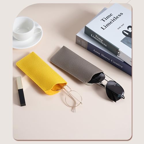 Image of K Luxury Women's Eyeglass Case Leather Soft Holder Pocket Cases Slim Travel Pouch for Sunglasses Eyeglasses Readers