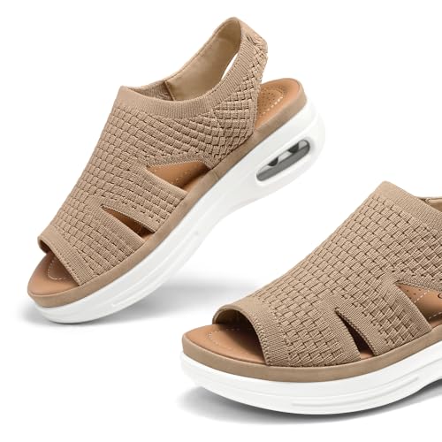 Image of mysoft Womens Comfortable Walking Sandals Slip On Air Cushion