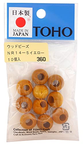 TOHO 匠の技 国産ウッドビーズ 外径約14ｍｍ（穴のサイズ約6ｍｍ） イエロー 10ヶ入り NR14-5