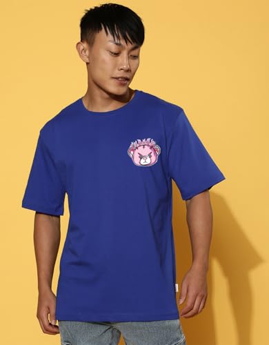 Image of Veirdo Cotton Drop Shoulder Round Neck Oversized Baggy Fit Front & Back Graphic Printed Half Sleeve T-Shirt Men (Available in from S to 2XL)