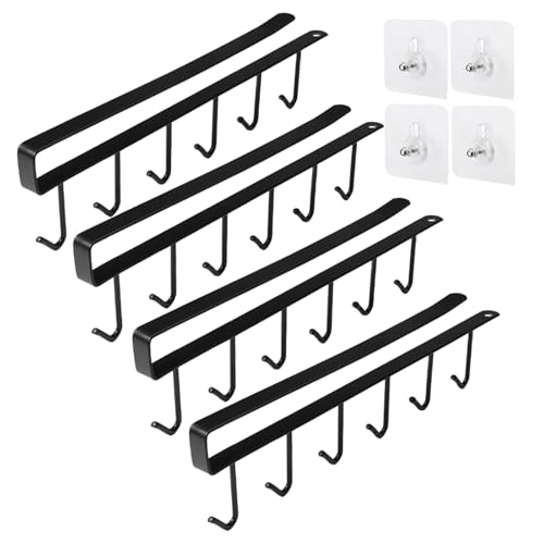 WhizNook 4 Pièces Porte Tasse Suspendue, Tasse Rangement Crochets, Cabinet Crochets Sous ​Armoir, Support Tasse A Cafe Suspendu, Porte-Tasses, Crochets de...