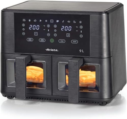 Ariete 4631 Friteuse à air double 9L, 2400W, Capacité totale 9L, 11 programmes, Multifonction, Jusqu'à 3,6 kg d'aliments frits, Température jusqu'à...