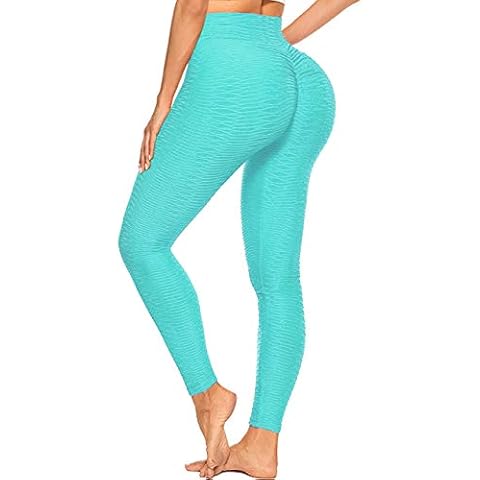 A AGROSTE Women's High Waist Yoga Pants Tummy Control Workout Ruched Butt Lifting Stretchy Leggings Textured Booty Tights Cover