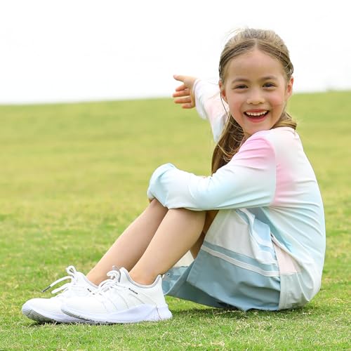 Runside Boys Girls Tennis Shoes Kids Lightweight Breathable Sneakers Lace-Up Running Athletic Shoes For Toddler/Little Kid/Big Kid White thumb #4
