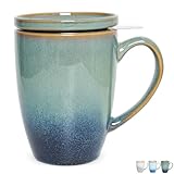 Bosmarlin Ceramic Tea Cup with Infuser and Lid, 13.5 Oz, Loose Leaf Tea Steeper...
