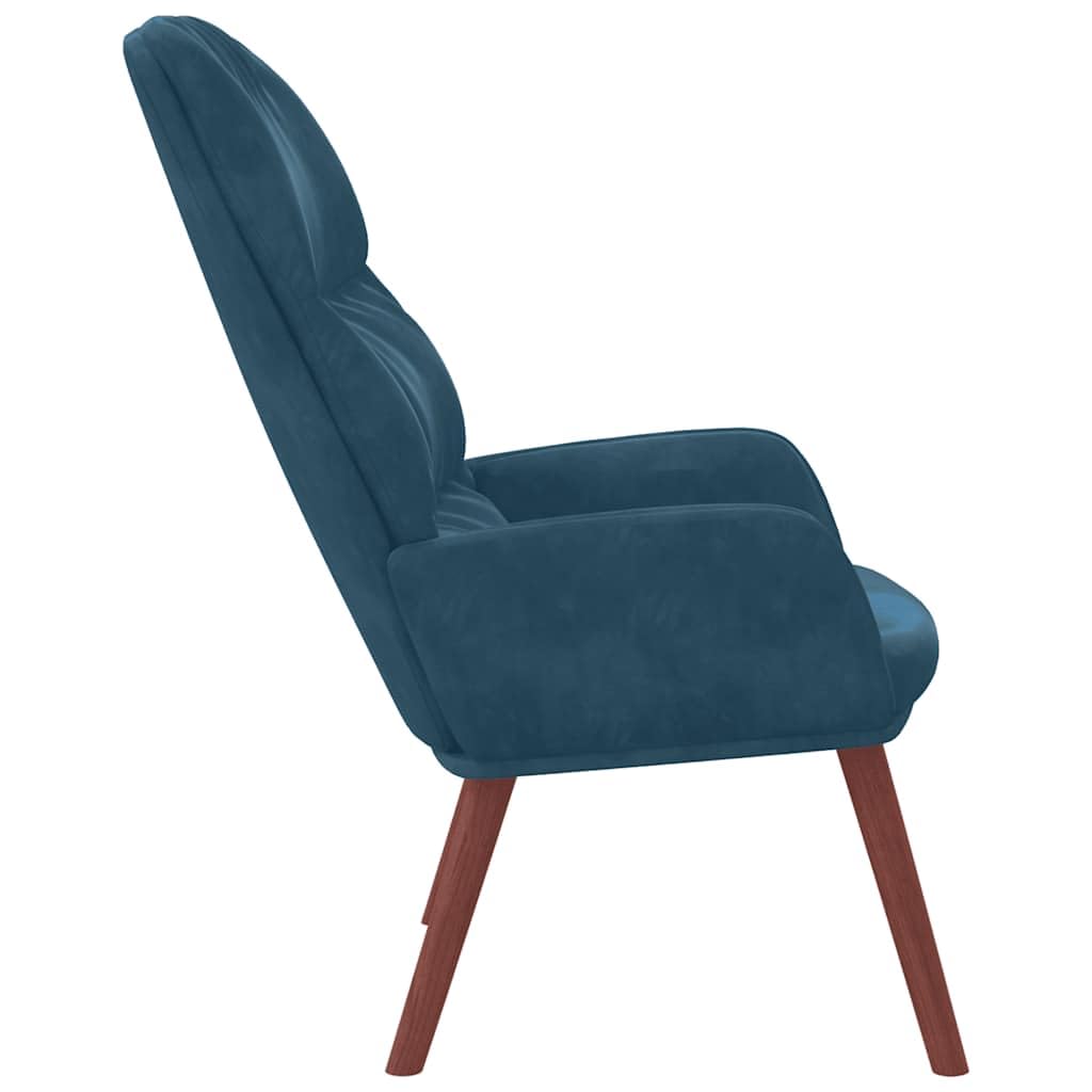 Poltrona relax in velluto blu, imbottita con gambe in legno e braccioli, comoda poltrona da salotto e camera da letto, comoda poltrona da lettura, 70 x 77 x 98 cm