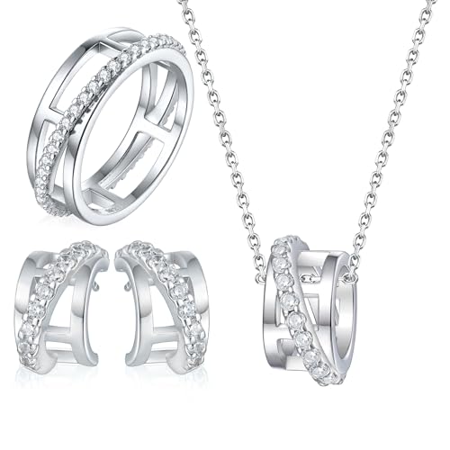 Bague en moissanite et parure de bijoux or 14 carats femme