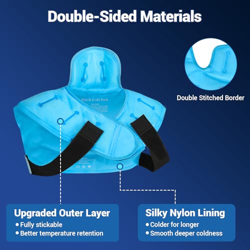 Image of Comfytemp Large Ice Pack for Neck Shoulders Upper Back Pain Relief with Straps, Reusable Gel Ice Wrap Hot Cold Compress Therapy Recovery for Upper Back, Rotator Cuff (Medium, Light Blue)