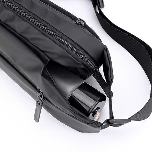 Sac banane imperméable noir avec 4 poches et porte-bouteille