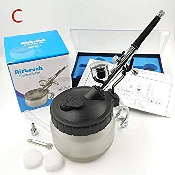 GlobalNiche Hot Airbrush Cleaning Pot Stabilizer Glass Jar Bottles Holder Paint Station Filter Spary Pen Set Repair Tool Set Color C Set