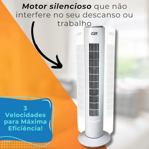 Ventilador Circulador de Ar Coluna em Torre 220V Silencioso 3 Velocidades 40W, Design Moderno e Comp