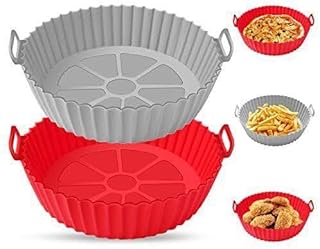 2Pcs Silicone Air Fryer Liner, Reusable Silicone Air Fryer Liner, Silicone Air Fryer Basket, Air Fryer Silicone Pot, Air Fryer Accessories, Replacement for Disposable Parchment Paper Liner
