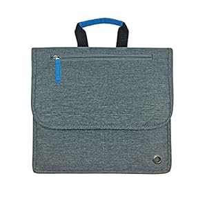 SO~MINE Commuter Essential Bag | Travel Organizer | Slim Profile | 6 Pockets | 2 Cable Loops | 1 Zipper Pocket | Attaches to Airline Seat and Car Pocket | Roller Bag Handle | Charcoal/Cobalt