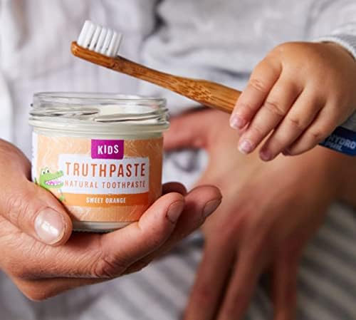 TRUTHPASTE Kids Childrens Natural Zero Waste Toothpaste (Sweet Orange 100ml) Eco Friendly & Plastic Free, Mint Free with Coconut & Aloe Vera. Fluoride Free, SLS Free. for Babies, Toddlers, All Ages