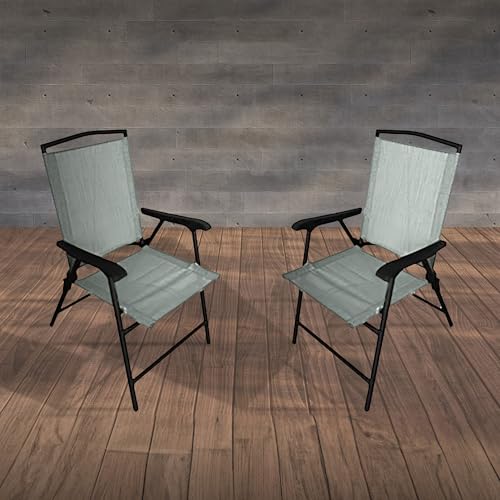 Four Seasons Courtyard 4 X Sunny Isles Outdoor Arm Chairs Foldable Outdoor Patio Seating Steel Frame Sling Fabric Furniture Set thumb #1