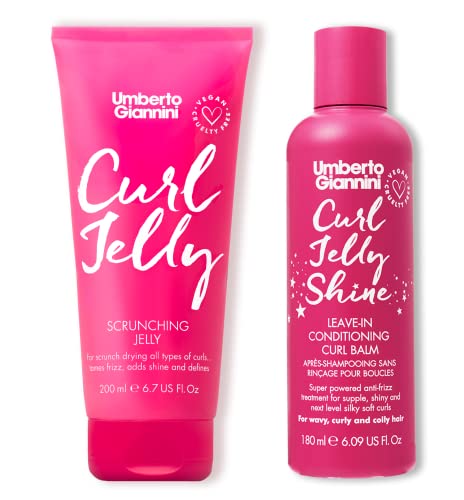 Umberto Giannini Curl Jelly Scrunching Jelly, Vegan & Cruelty Free Frizz Solution Gel for Curly or Wavy Hair, 200 ml (Curl Jelly + Curl Shine Duo)