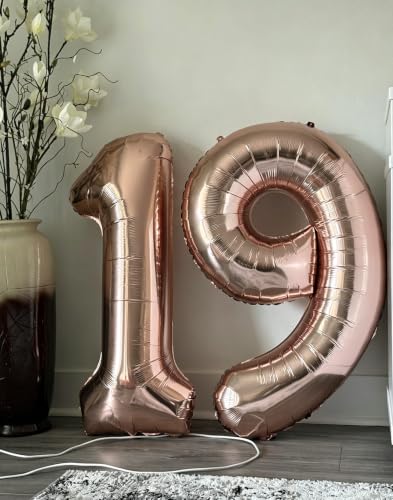 Image of Number Balloons 0 Balloon 40 inch Rose Gold for 10 Birthday Decorations | Saturated Color, Large 40 in, With Straw & Hanging Hole, For Back-to-School Season, Wedding, Christmas, New Year, Anniversary