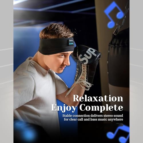 Image of BWOGUE Sleep Headphones Wireless, Bluetooth Sports Headband Headphones with Ultra-Thin HD Stereo Speakers Perfect for Sleeping, Workout, Jogging, Yoga, Air Travel, Meditation (Black)
