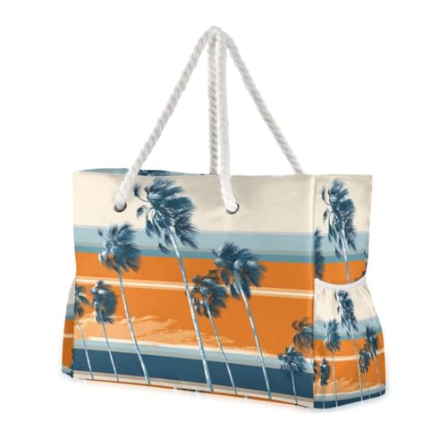 susiyo Palm Trees Beach Bags for Women Large Travel Tote Bag Waterproof Sandproof Lightweight Swim Pool Bag for Family Outdoor