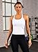 ATTRACO Workout Yoga Tops Built in Bra Athletic Running Tank Casual Cropped Top White Tank Top L