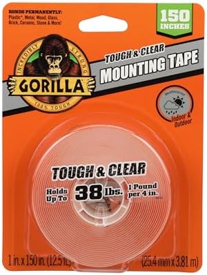 Gorilla タフ&クリア 両面粘着マウントテープ 特大 25.4mm x 3.81m クリア (1パック) GG104486