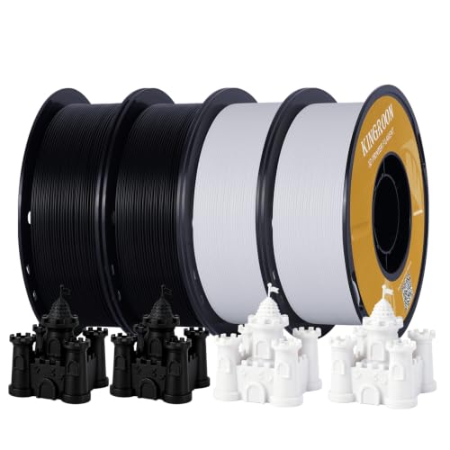 Image of Kingroon PLA 3D Printer Filament, Dimensional Accuracy + /- 0.02 mm, 4kg Spool(8.8lbs), 1.75 mm, 4KG 2KG Black+2KG White
