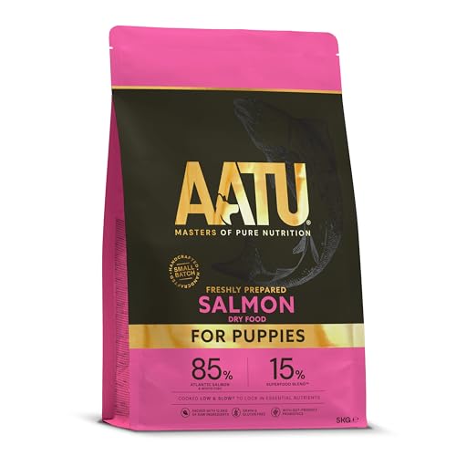 Image of AATU Dry Food for Puppies, 85 /15 Dog Dry Food with Salmon, Dog Food Grain-Free with High Protein Content, Natural Pet Food for Puppies of All Breeds, Puppy Food Dry Food, 5 kg