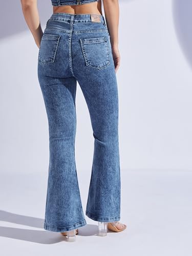 Image of Miss Chase Women's Wide-Leg High-Rise Regular-Length Stretchable Shaping Denim Jeans