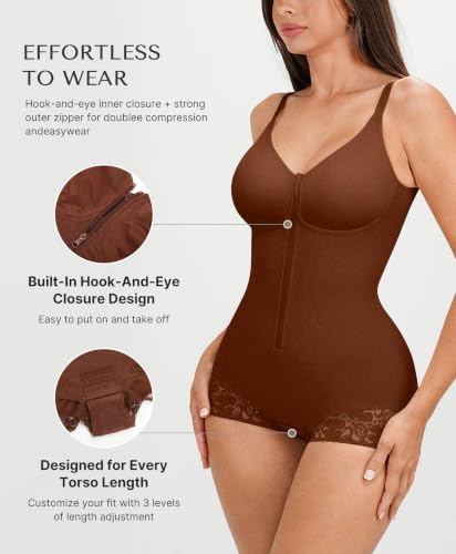 Image of SHAPELLX Faja Body Shaper for Women, Zipper Shapewear Bodysuit