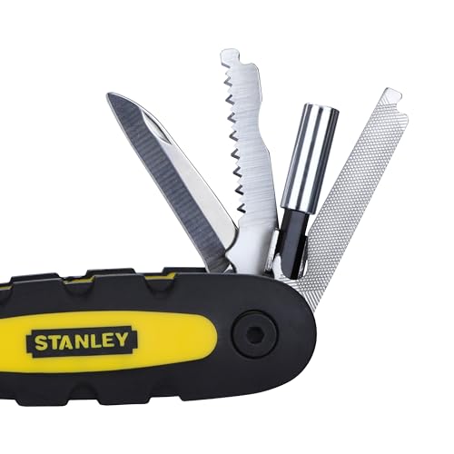 STANLEY STHT0-70695 Couteau multifonction 14 en 1 avec Porte-embouts, Jaune/noir