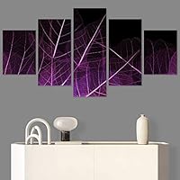 SIGNWIN 5 Panel Canvas Wall Art Modern Art Decorative Elements Expressive Leaves Multicolor Patterns Photography for Home Decorations Ready to Hang - 60
