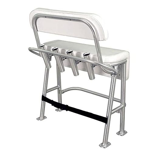 TACO Metals Neptune III Deluxe Leaning Post with Backrest Grab Rail and 4 Aluminum Rod Holders
