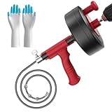 Drain Snake, 25ft Flexible Steel Drain Auger With...