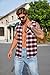 COOFANDY Sleeveless Flannel Shirt for Men Summer Beach Tank Tops Sleeveless Button Up Shirts, Red-1, Large