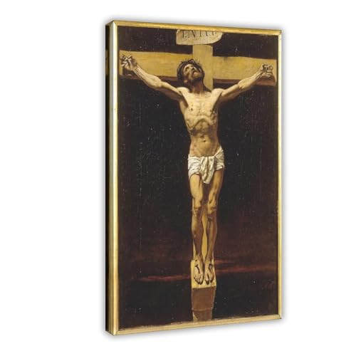 Impression sur toile Christ sur la croix Léon Bonnat, cadre déco murale salon 20x30