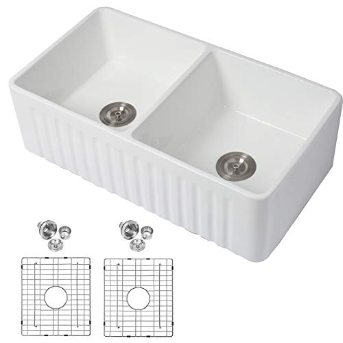 Double Bowl Farmhouse Kitchen Sink- Mocoloo 33