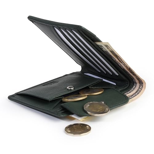 Image of TANSTITCH Slim Leather Wallet | Compact, Minimalist & Thin Wallet | RFID Protected (Green)