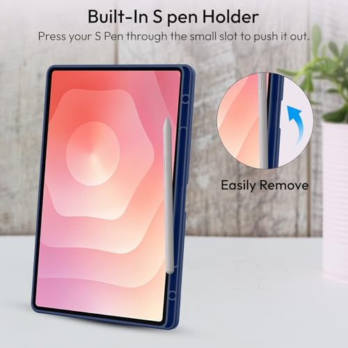 Image of Robustrion Cover Case for Samsung Galaxy Tab S11 Ultra 14.6 inch Cover with [S-Pen Holder], Hybrid Flip Cover Case for Samsung S11 Ultra Tablet 14.6 inch with Transparent Back [Auto Sleep Wake] - Navy