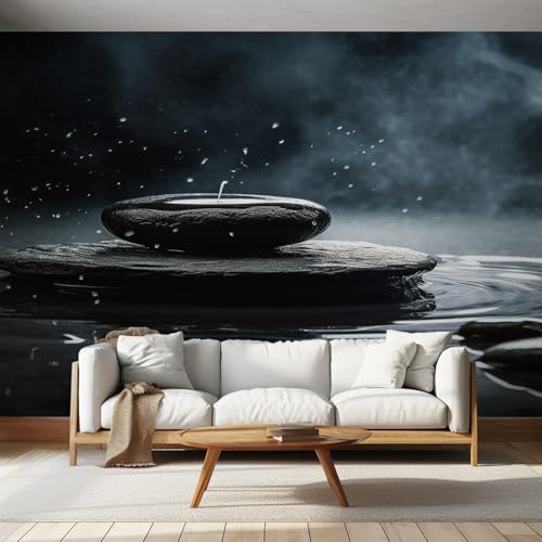 Générique Papier Peint Zen, Motif Papier Peint Intissé Panoramique Méditation Pierre Zen 150x105 Wallpaper Pour Salon Chambre Deco Murale W&19
