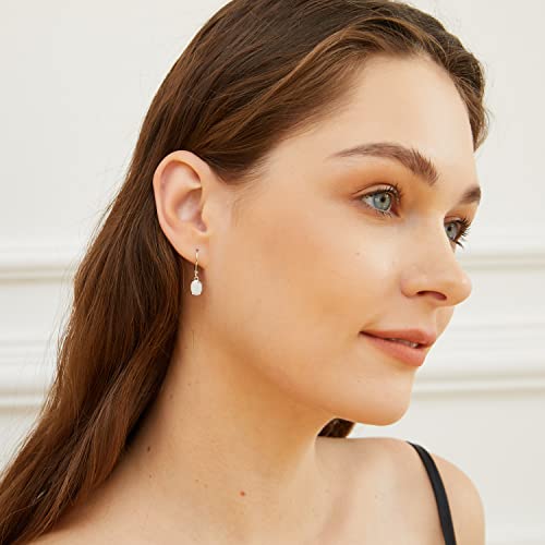Leveback Dangle Earrings Created White Oval Opal 6X8Mm For Women Teen Girls Nickel Free 18K White Gold Plated Opaltop #TOP2
